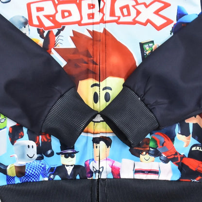 Roblox Kids Hoodie Zip up Sweatshirt Pullover Zipper Casual Long Sleeve Large Hood Shirt for Boys Girls Comfortable Durable 3D Print Youtube Gaming Xbox Builderman Cartoon Hoody Children'S Clothing