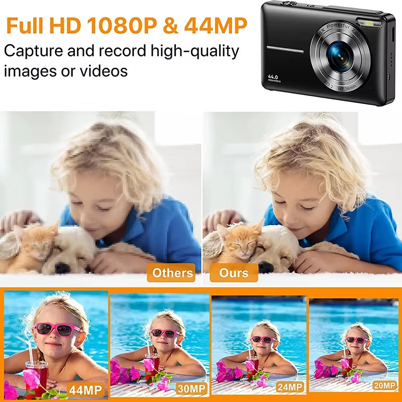 Digital Camera Children Camera for Children Camcorder with 16X Zoom Compact Cameras 1080P 44MP Cameras for Beginner Photography