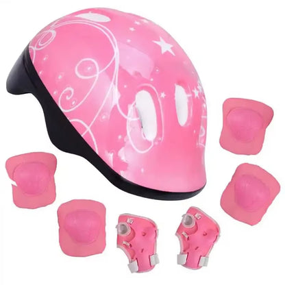 7Pcs/Set Kid Roller Skating Skateboard Adjustable Elbow Knee Pads Wrist Protective Outdoor Sports Safety Guard Helmet Children