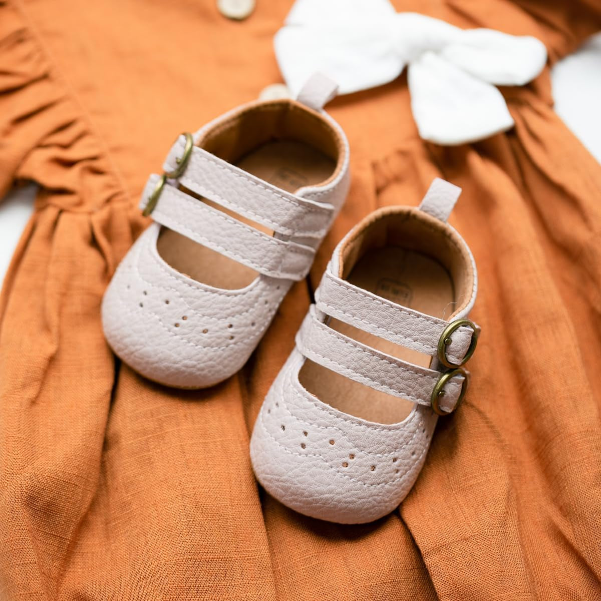 Infant Baby Girls Soft Sole Bowknot Princess Wedding Dress Mary Jane Flats Prewalker Newborn Light Baby Sneaker Shoes