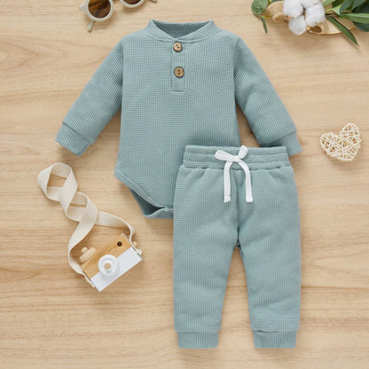 5 Colors Toddler Infant Baby Boy Girls Casual Outfits Rainbow Print Plaid Knitted Long Sleeve Rompers+Pants 2Pcs Newborn Clothes