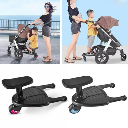 Children's Stroller Pedal Adapter - Auxiliary Trailer for Twins with Standing Plate and Seat