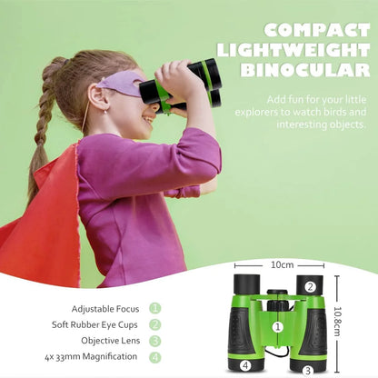 Kids Explorer Sets Nature Outdoor Exploration Adventure Set for 3-8 Boys Girls-Binoculars Flashlight Hat Bug Catching Kits Whistle Compass Science Camping Hiking Children Gift Plastic