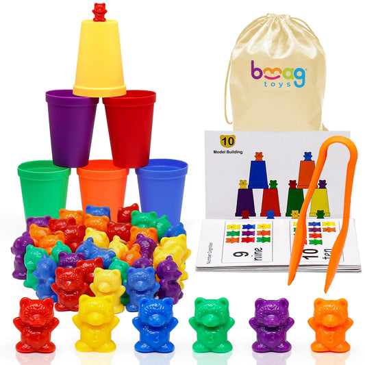 36 Counting Bears with Matching Sorting Cups, Preschool Learning Toys Color Recognition Educational Math Games Toy Gift for Kids