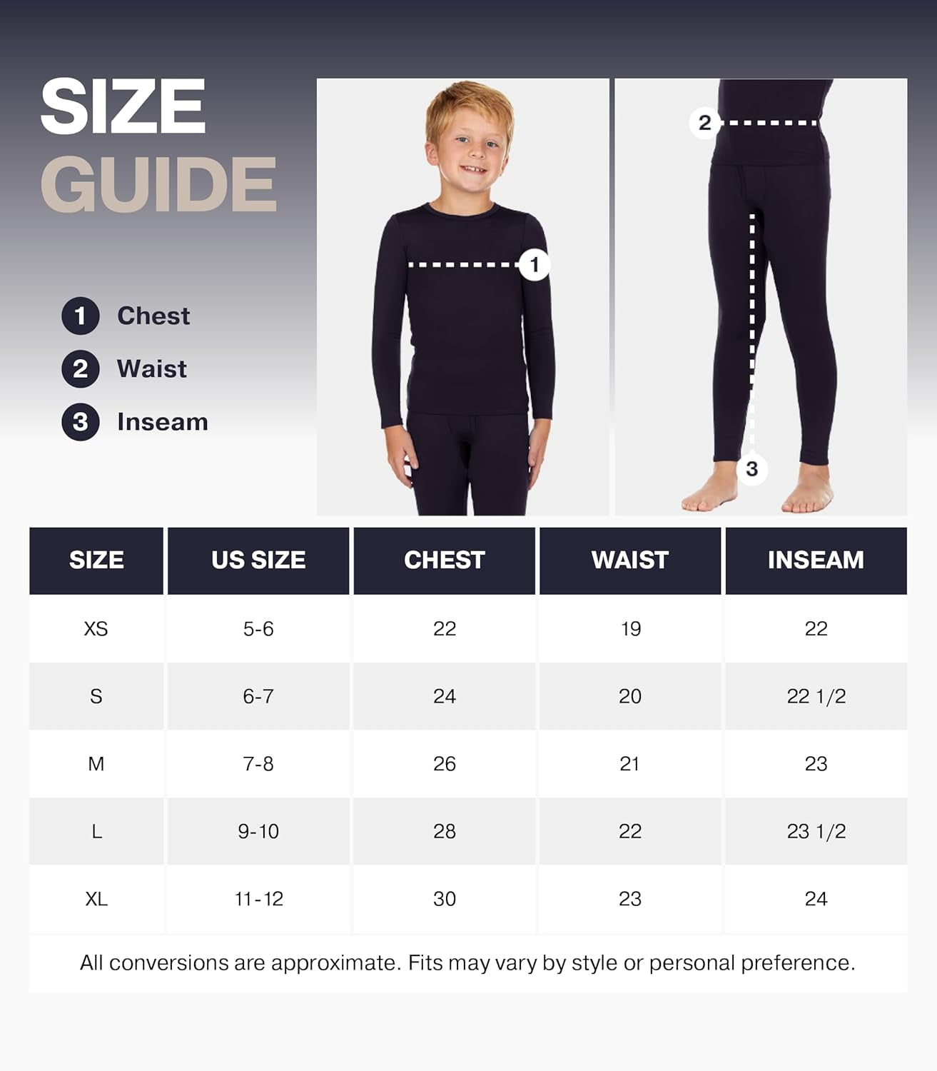 Thermal Underwear for Kids, Boys Thermal Underwear Set | Kids Base Layers for Skiing | Long Johns for Boys Kids