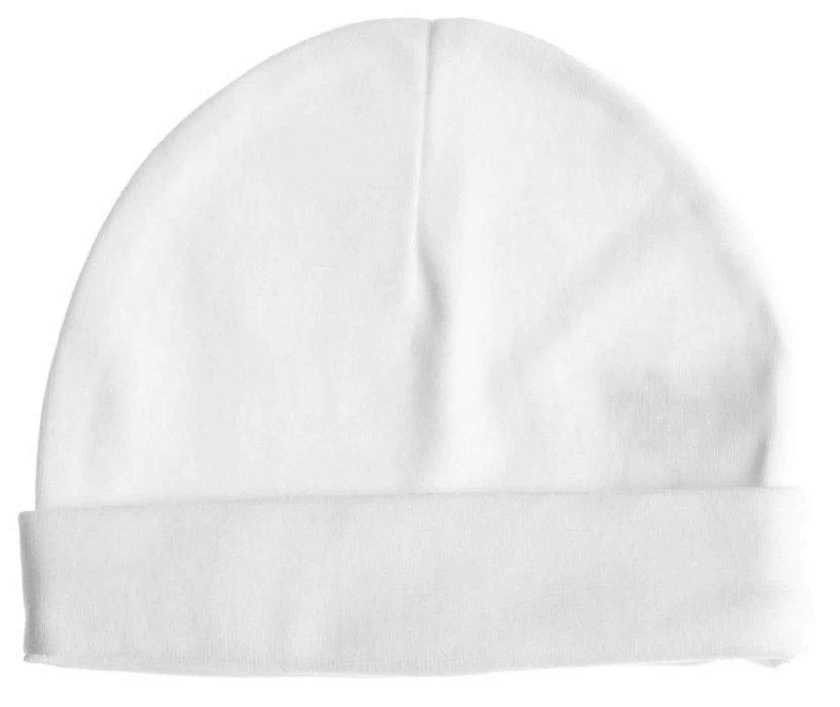 100% Cotton White Baby Pull on Hat Cap Boy Girl 0-3-6-12 Month (Medium, White)