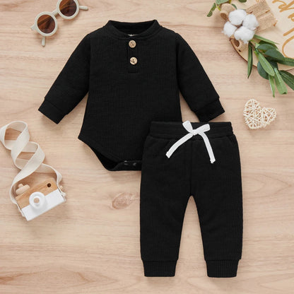 5 Colors Toddler Infant Baby Boy Girls Casual Outfits Rainbow Print Plaid Knitted Long Sleeve Rompers+Pants 2Pcs Newborn Clothes