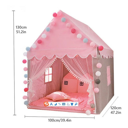 Princess Tent,Kids Play Tent Girls Castle Playhouse Tent for Children Indoor Outdoor Games 51.2 X 39In