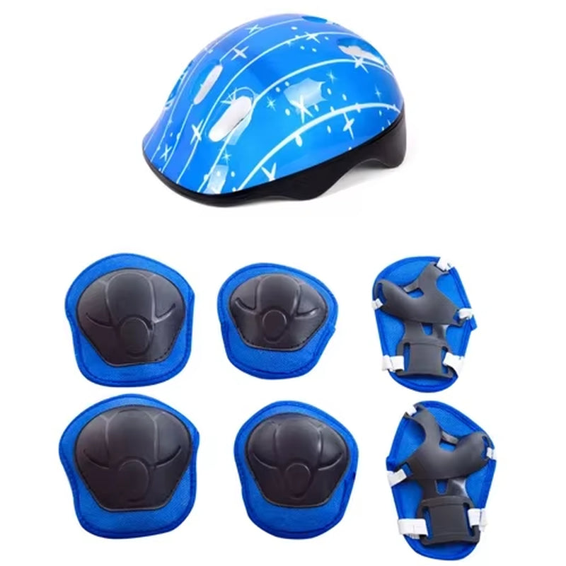 7Pcs/Set Kid Roller Skating Skateboard Adjustable Elbow Knee Pads Wrist Protective Outdoor Sports Safety Guard Helmet Children