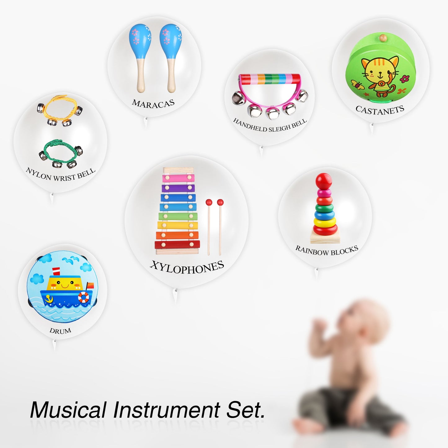 Kids Musical Instruments, Musical Instruments Wood Xylophone for Kids Children, Child Wooden Music Shakers Percussion Instruments Tambourine Birthday Gifts Present with Carrying Bag