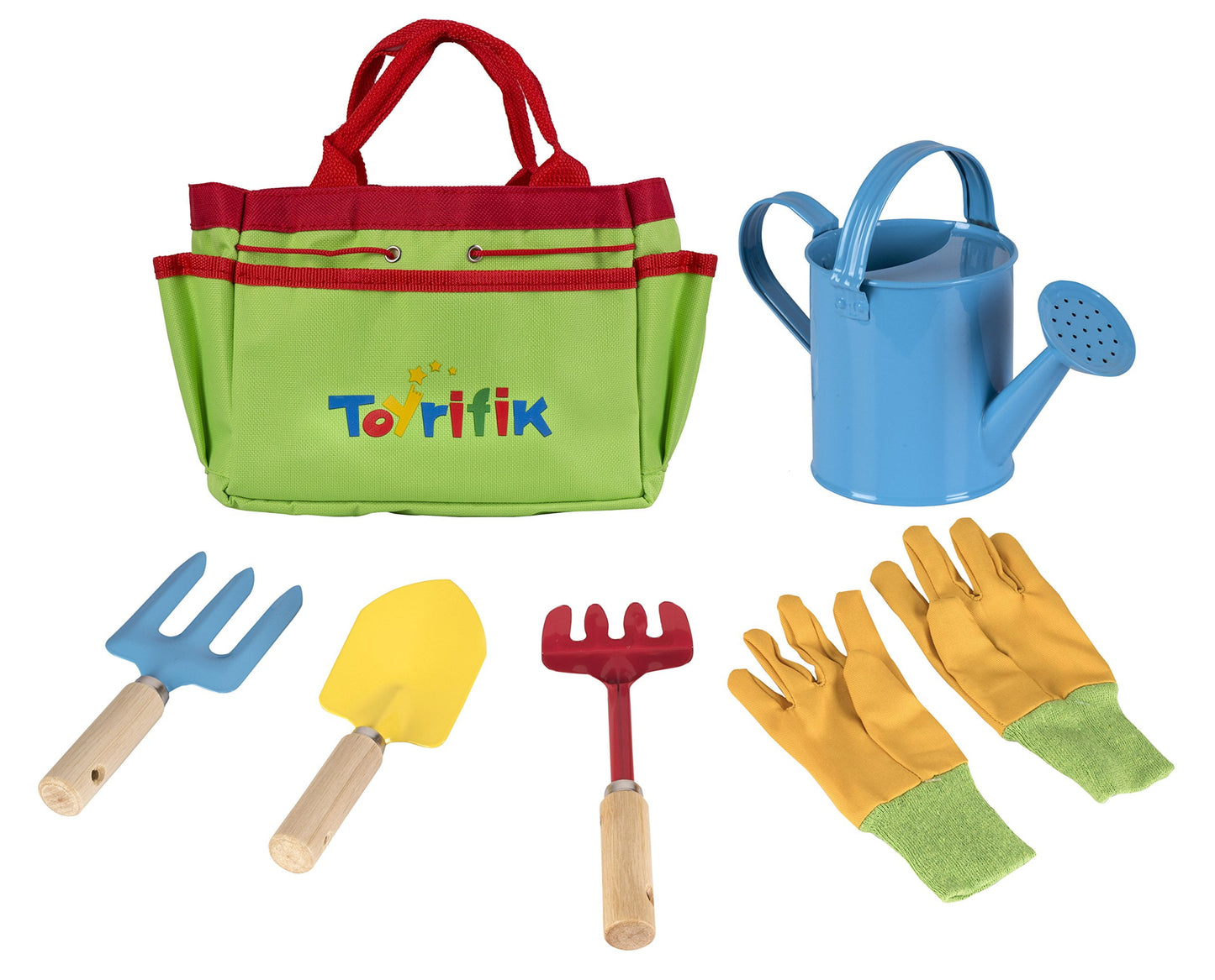 Tool Set with Garden Tools Bag for Kids Gardening - Kit Includes Watering Can, Children Gardening Gloves, Shovel, Rake, Fork and Garden Tote Bag-Children Gardening All in One Kit