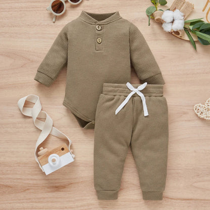 5 Colors Toddler Infant Baby Boy Girls Casual Outfits Rainbow Print Plaid Knitted Long Sleeve Rompers+Pants 2Pcs Newborn Clothes