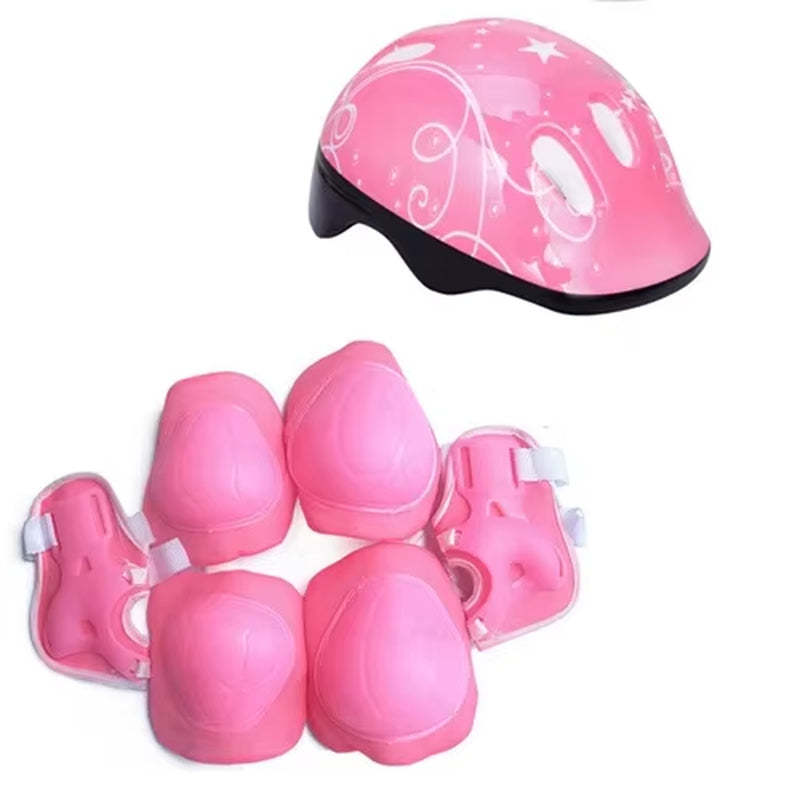 7Pcs/Set Kid Roller Skating Skateboard Adjustable Elbow Knee Pads Wrist Protective Outdoor Sports Safety Guard Helmet Children