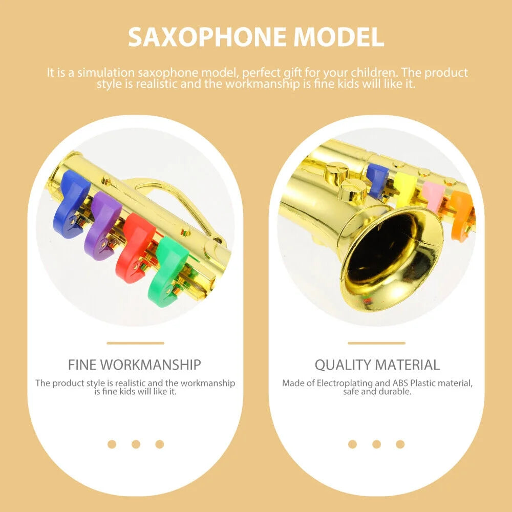 Children Plastic Trumpet Toy Musical Instruments Toy Saxophone 8 Rhythms Trumpet Toy Kids Mini Musical Instrument Toy Props for Preschool Toy Gift CZ02 (Golden)