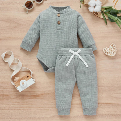 5 Colors Toddler Infant Baby Boy Girls Casual Outfits Rainbow Print Plaid Knitted Long Sleeve Rompers+Pants 2Pcs Newborn Clothes