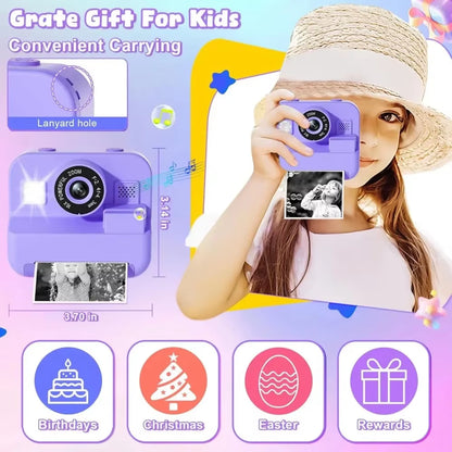 Children'S Mini Digital Video Camera with Thermal Printing & Multiple Image Stabilization, 32GB Card Included