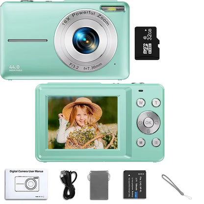 Digital Camera Children Camera for Children Camcorder with 16X Zoom Compact Cameras 1080P 44MP Cameras for Beginner Photography