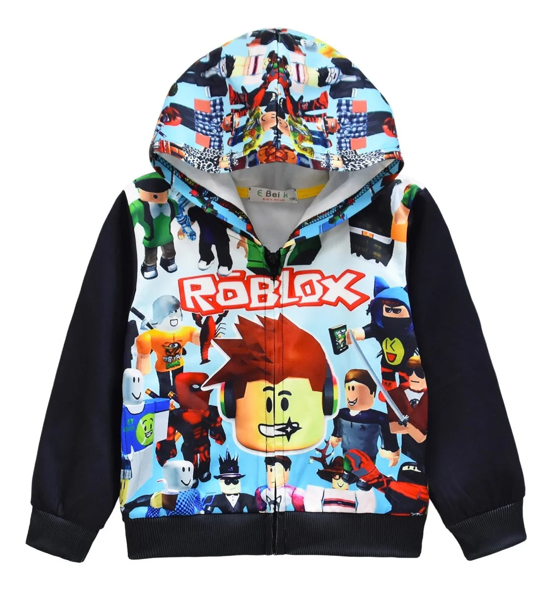 Roblox Kids Hoodie Zip up Sweatshirt Pullover Zipper Casual Long Sleeve Large Hood Shirt for Boys Girls Comfortable Durable 3D Print Youtube Gaming Xbox Builderman Cartoon Hoody Children'S Clothing